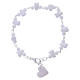 Medjugorje Rosary bracelet, white with crystal beads and ceramic hearts s2