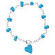 Medjugorje Rosary bracelet, turquoise with crystal beads and ceramic hearts s1