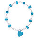 Medjugorje Rosary bracelet, turquoise with crystal beads and ceramic hearts s2