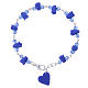 Medjugorje Rosary bracelet, blue with crystal beads and ceramic hearts s2