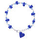 Medjugorje Rosary bracelet, blue with crystal beads and ceramic hearts s1