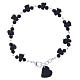 Medjugorje Rosary bracelet, black with crystal beads and ceramic hearts s1