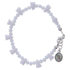 Medjugorje Rosary bracelet with icon of Our Lady, white