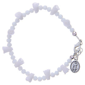 Medjugorje Rosary bracelet with icon of Our Lady, white