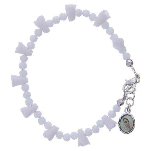 Medjugorje Rosary bracelet with icon of Our Lady, white 1