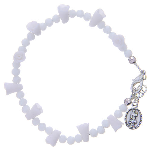 Medjugorje Rosary bracelet with icon of Our Lady, white 2