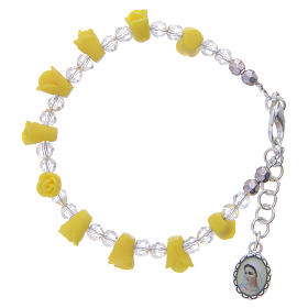 Medjugorje Rosary bracelet with icon of Our Lady, yellow