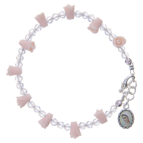 Bracciale Medjugorje rosa icona Madonna rose ceramica 1