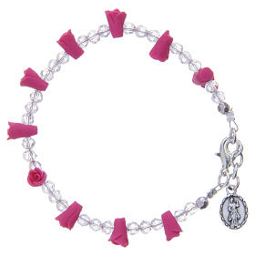 Medjugorje fuchsia bracelet with icon of Our Lady