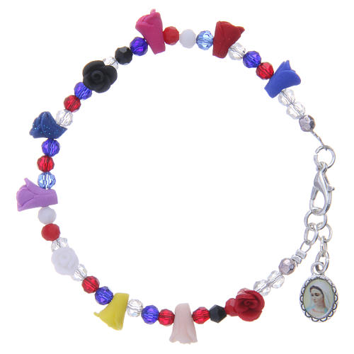 Medjugorje multicoloured bracelet with icon of Our Lady 1
