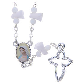 Collier chapelet Medjugorje roses blanches céramique icône Vierge