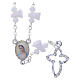 Medjugorje Rosary necklace with white ceramic roses and icon of Our Lady s1