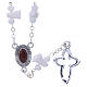 Medjugorje Rosary necklace with white ceramic roses and icon of Our Lady s2