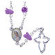 Medjugorje Rosary necklace with wisteria colour ceramic roses and icon of Our Lady s1