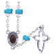 Medjugorje Rosary necklace with turquoise ceramic roses and icon of Our Lady s2
