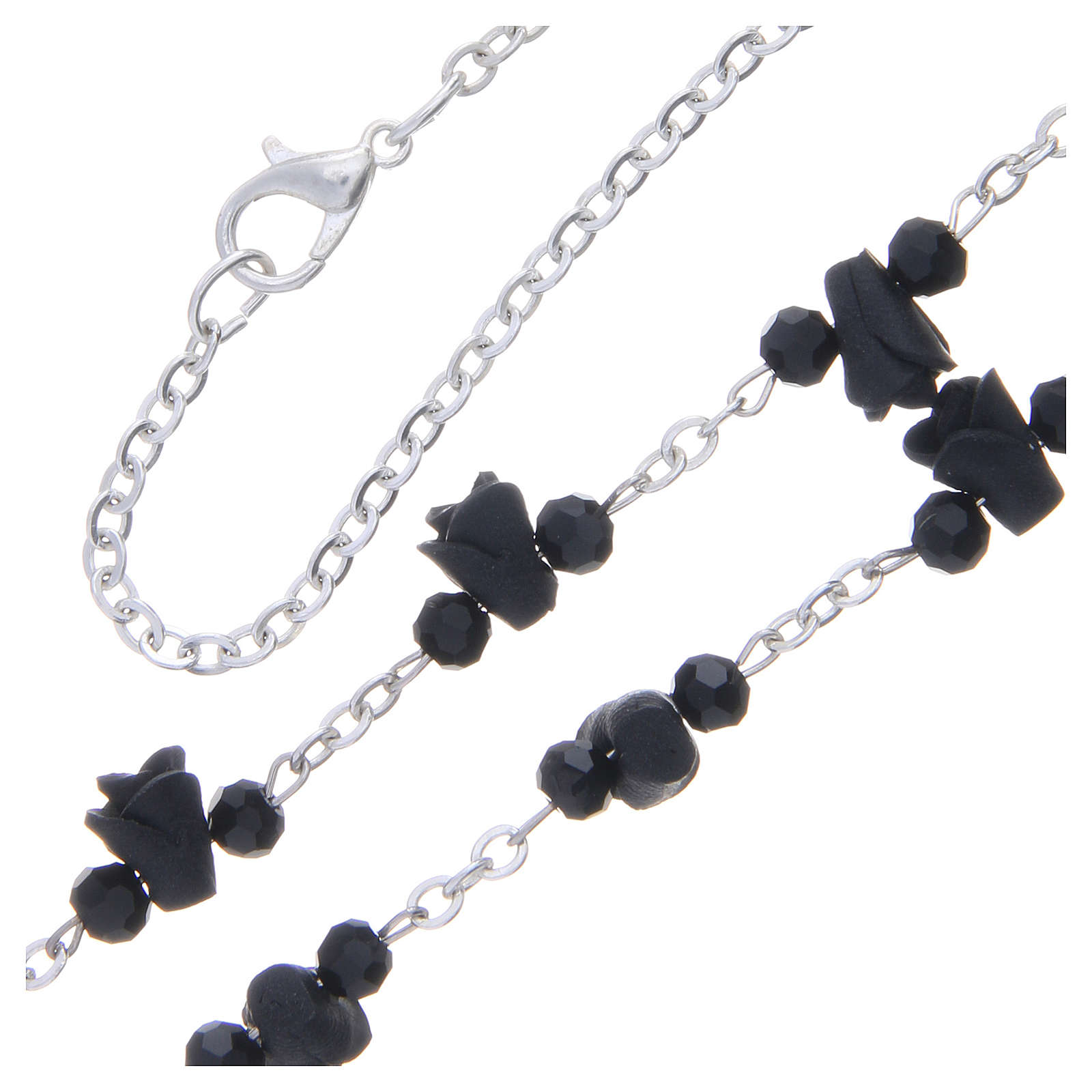 Medjugorje Rosary necklace with black ceramic roses and icon of Our Lady | online sales on ...
