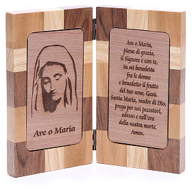 Hail Mary bas-relief with three types of wood