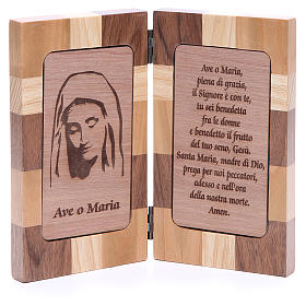 Bassorilievo Ave Maria tre tipi di legno