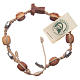 Medjugorje bracelet in olive wood and brown cord with medal with Jesus s1