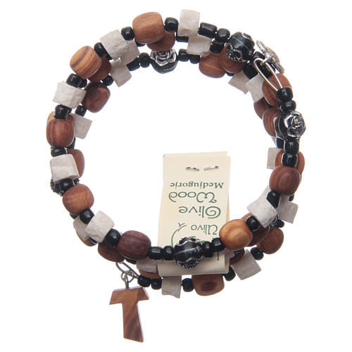 Medjugorje spring bracelet with stone and olive wood grains 2