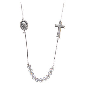 Medjugorje necklace in steel and crystal with clasp