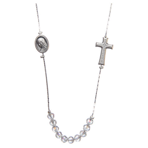 Medjugorje necklace in steel and crystal with clasp 1
