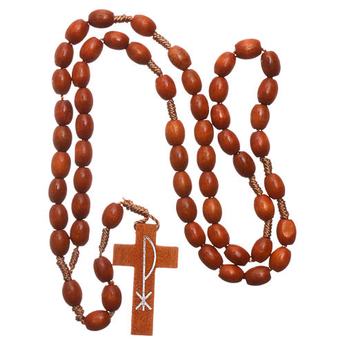 Medjugorje rosary in wood with natural colour grains 4