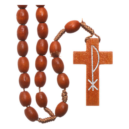 Medjugorje rosary in wood with natural colour grains 1