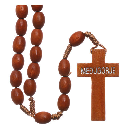 Medjugorje rosary in wood with natural colour grains 2
