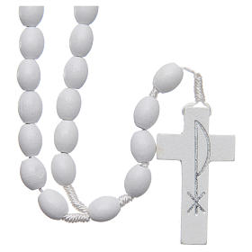 Medjugorje rosary in wood with white grains