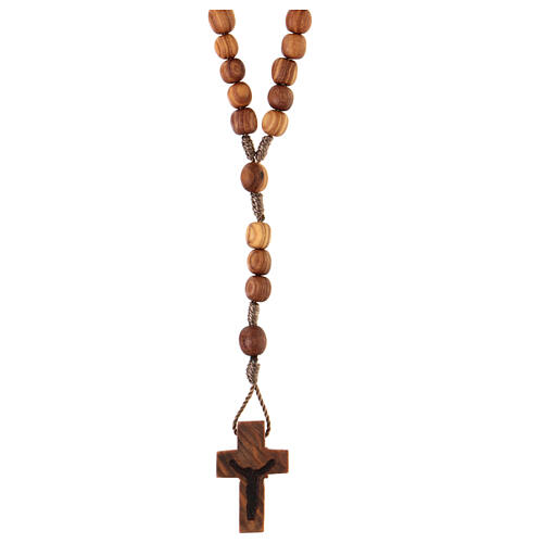 Medjugorje rosary in olive wood with cord 1