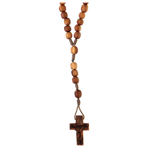 Medjugorje rosary in olive wood with cord 2