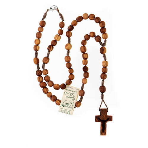 Medjugorje rosary in olive wood with cord 4