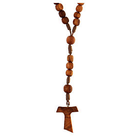 Medjugorje rosary in olive wood with cord and Tau