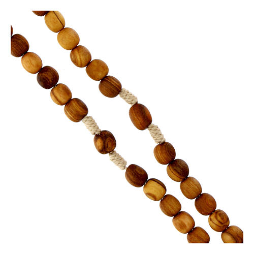Medjugorje rosary in olive wood with cord and Tau 3
