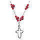 Collar rosario Medjugorje rosas cerámica cuentas cristal rojo s1