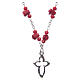 Collar rosario Medjugorje rosas cerámica cuentas cristal rojo s2