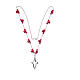 Collar rosario Medjugorje rosas cerámica cuentas cristal rojo s3