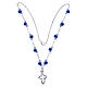 Medjugorje Rosary necklace with ceramic roses and grains in blue crystal s3