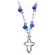 Collana rosario Medjugorje rose ceramica grani cristallo blu s1