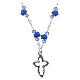 Collana rosario Medjugorje rose ceramica grani cristallo blu s2