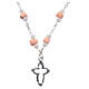 Medjugorje Rosary necklace with ceramic roses and grains in pink crystal s2