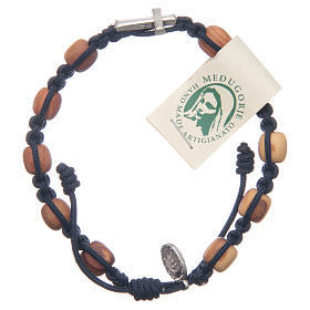 Medjugorje Bracelet with grains in olive wood with blue cord