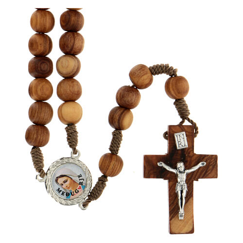 Różaniec drewno oliwne Medziugorie medaliki owalne Świętego Benedykta 1