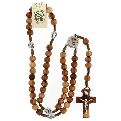Medjugorje olive wood rosary oval medalets of Saint Benedict 4