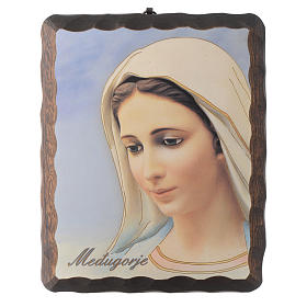Our Lady of Medjugorje lithography in solid wood painting