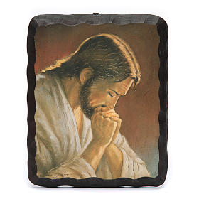 Jesus lithography in solid wood painting