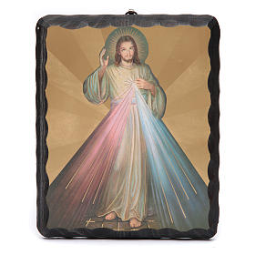 Jesus the Compassionate lithography in solid wood painting