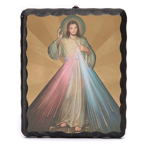 Jesus the Compassionate lithography in solid wood painting 1