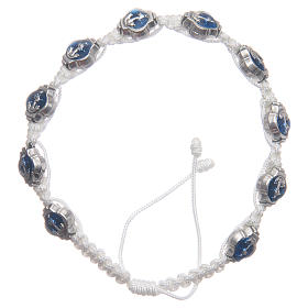 Medjugorje bracelet with blue varnished medals and white cord